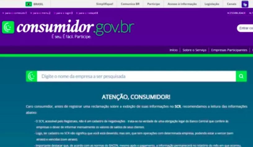 Site portal consumidor.gov.br