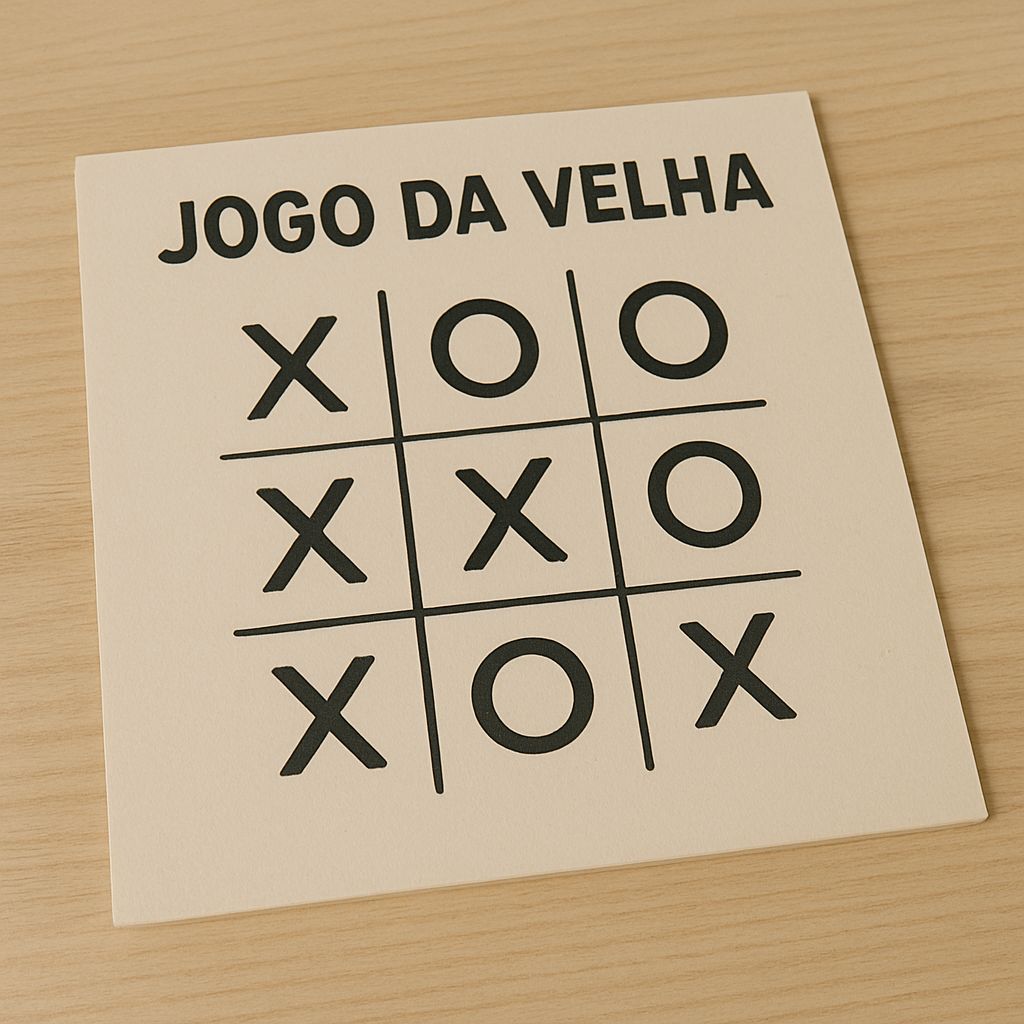 Jogo da velha â?? Um jogo simples em que dois jogadores tentam formar uma linha com trÃªs sÃ­mbolos iguais em um tabuleiro 3x3.