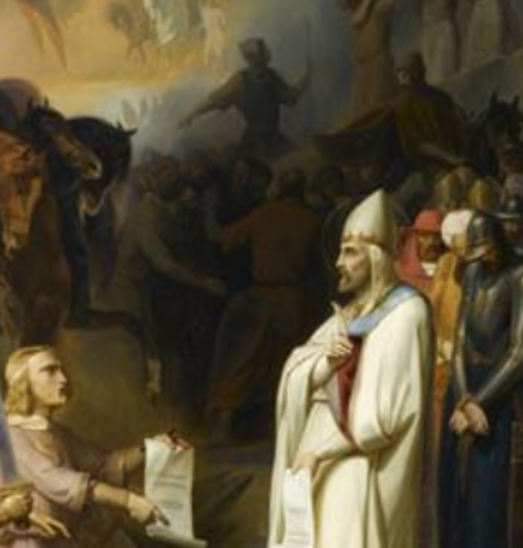 Papa Leão IX (n. 1002 – m. 1054) - Pontificado de 1049 a 1054. Francês, iniciou a Reforma Gregoriana e enfrentou o Grande Cisma com a Igreja Ortodoxa.
-Domínio público 
