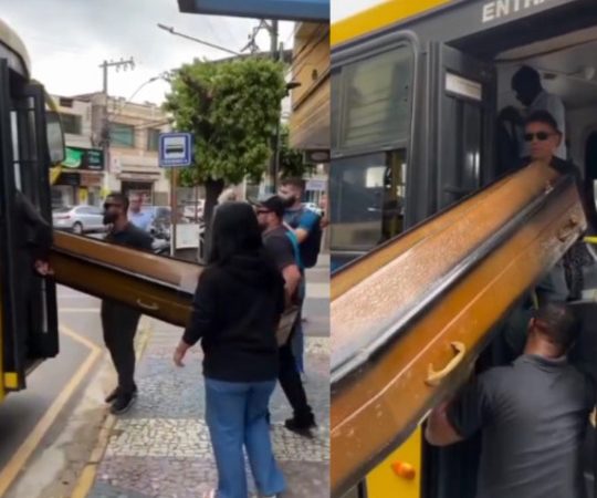 Grupo tenta embarcar em ônibus com caixão e provoca tumulto