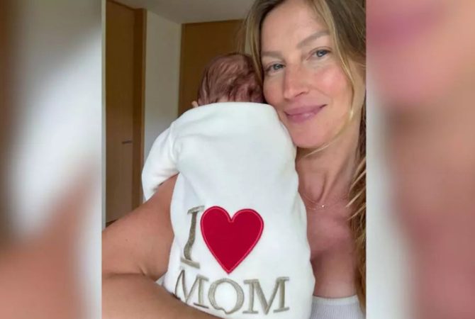 Gisele Bündchen compartilha pela primeira vez foto de filho caçula