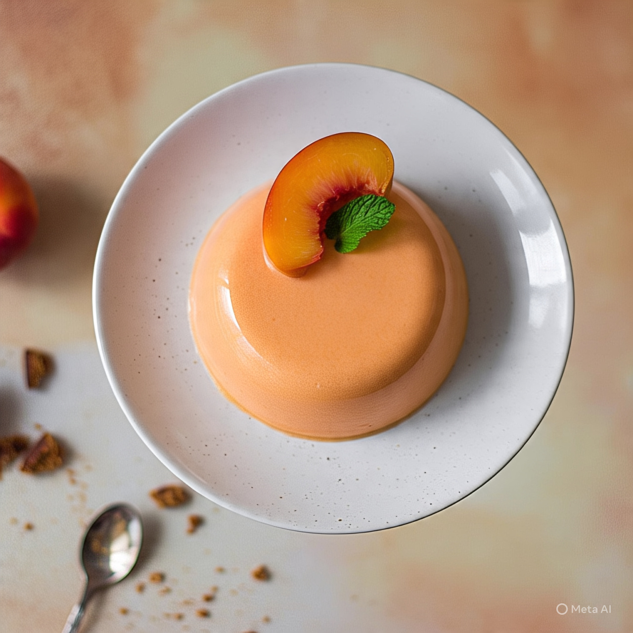 Esse alimento também pode servir para outras receitas, como se transformar em um delicioso doce. Por outro lado, o pêssego em calda tem mais calorias e carboidratos e menos proteínas e lipídios totais do que a fruta natural-Imagem gerada por i.a 