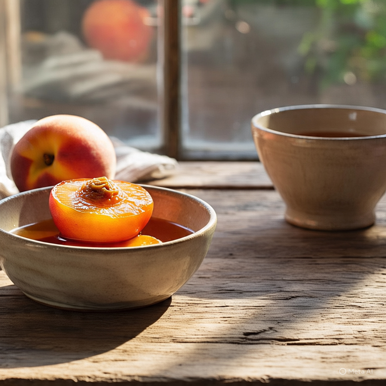 As fibras do pêssego, como a pectina, auxiliam no bom funcionamento intestinal, previnem a prisão de ventre e contribuem para uma melhor absorção de nutrientes. -Imagem gerada por i.a 