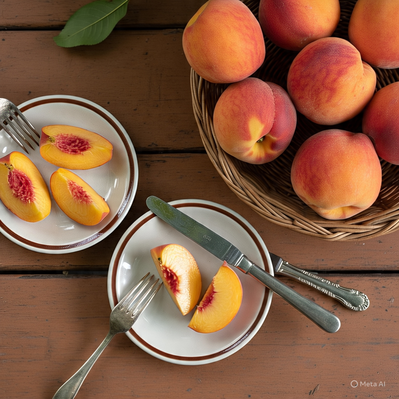 Curiosamente, o pêssego é uma fruta que pode trazer benefícios para as gestantes, devido ao seu alto teor de nutrientes e antioxidantes. -Imagem gerada por i.a 