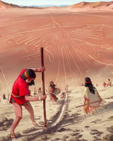 Ilustração mostra como eram feitas as Linhas de Nazca, no Peru