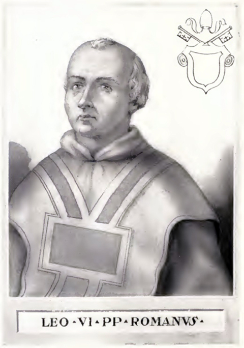 Papa Leão VI (n. ? – m. 929) - Pontificado de 928 a 929. Romano, seu governo foi curto e marcado pela influência de famílias nobres.
-Domínio público 
