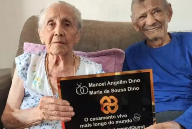 Recorde mundial: Casal brasileiro faz 84 anos de casamento e ganha diploma
