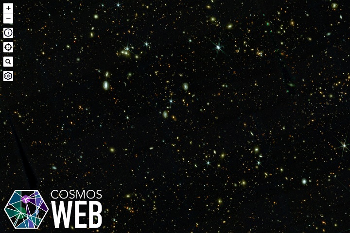 Para acessar o COSMOS-Web, visite a página "https://cosmos2025.iap.fr/fitsmap/?ra=150.2210848&dec=2.1884383&zoom=6" (sem as aspas).