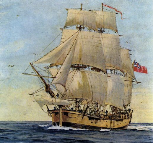 Com o Endeavour, James Cook realizou uma expedição ao redor do globo entre 1768 e 1771.