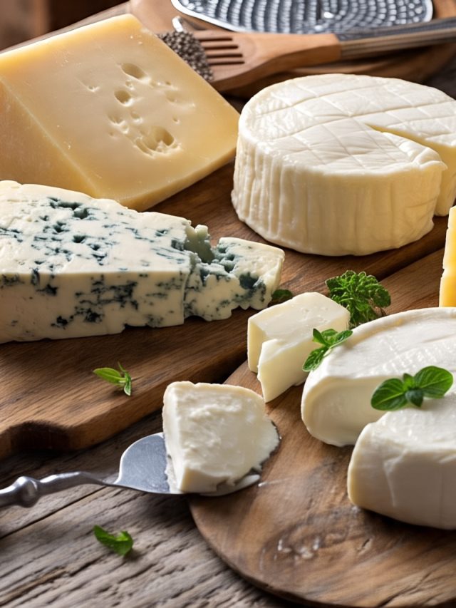 Queijos de diferentes tipos e origens