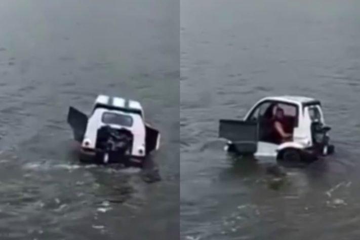 Brasileiro constrói carro 'anfíbio' que anda sobre água