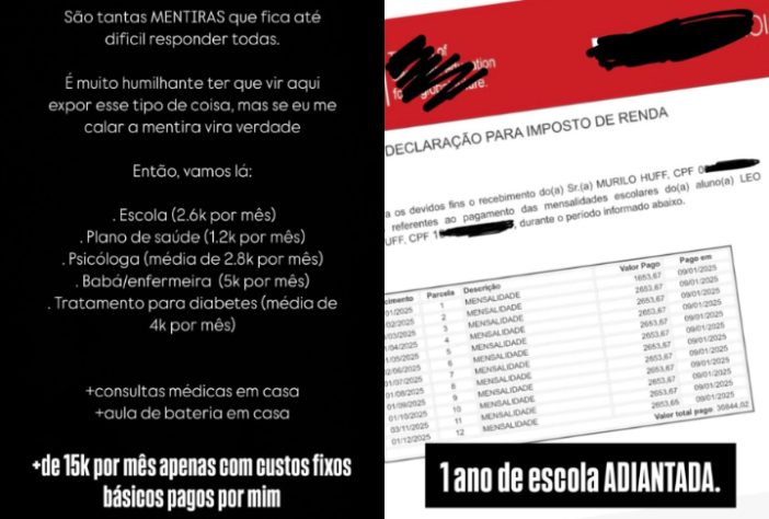 Montagem - Murilo Huff rebate Dona Ruth, mãe de Marília Mendonça