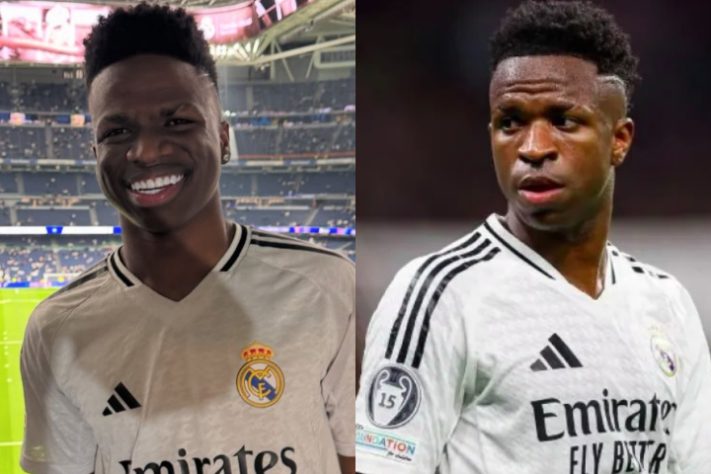 Montagem - Ricardo Rincon é sósia do Vinicius Jr