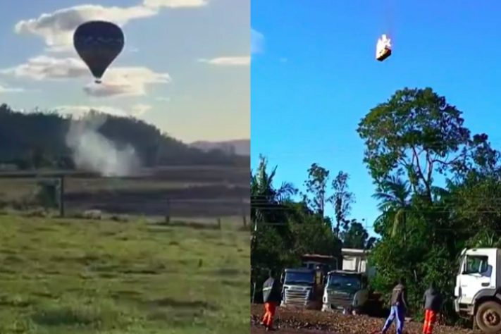 Montagem - Acidente de balão Santa Catarina 2025
