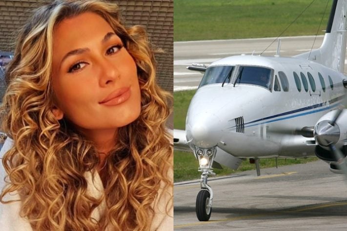 Montagem - Lívia Andrade e avião King Air E90