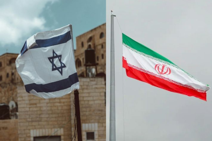 Montagem - bandeiras Irã e Israel