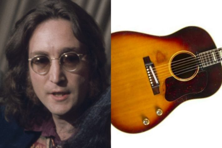 Montagem - Violão de John Lennon é leiloado