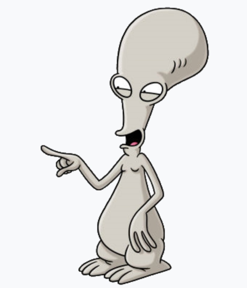 Roger – “American Dad!” (2005) - Embora voltado ao público jovem-adulto, Roger é um alienígena com apelo cômico que vive disfarçado na casa de uma família americana. Com múltiplas personalidades e disfarces absurdos, ele representa a paródia dos aliens clássicos em tom irreverente. É excêntrico, carente e sempre metido em confusões.