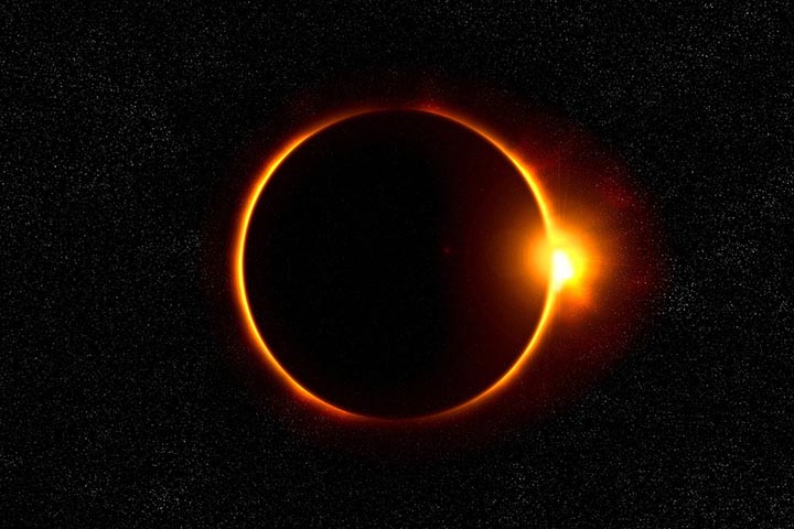 Eclipse solar, fenômeno que ocorre quando a Lua se interpõe entre a Terra e o Sol - Imagem de A Owen por Pixabay