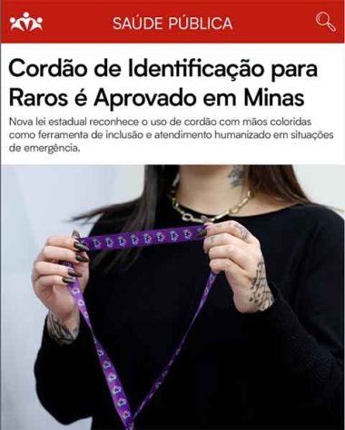 Cordão de fita de identificação para pessoas com doenças raras