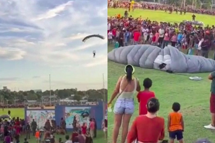 Montagem - Mulher é atingida por paraquedista em Boa Vista (2023)