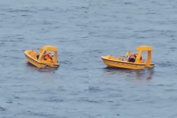 Montagem - Pai se joga no mar para salvar filha que caiu de cruzeiro da Disney