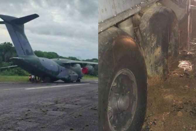 Avião da FAB que atolou em pista no Pará é cargueiro militar fabricado pela Embraer