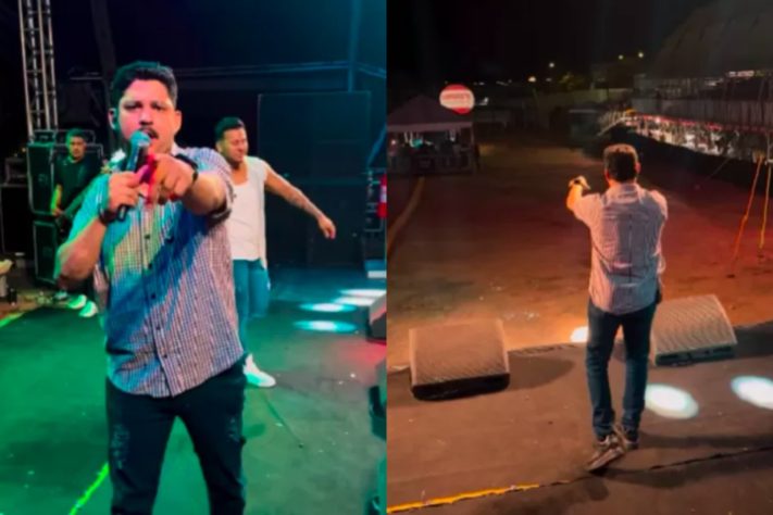 Montagem - Dupla Felipe e Matheus viralizou em 2024 com show sem plateia