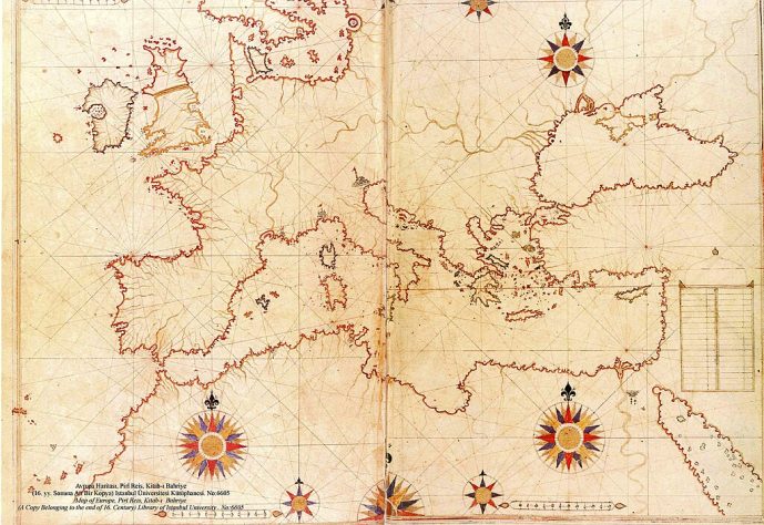 Mapa do Mediterrâneo de Piri Reis