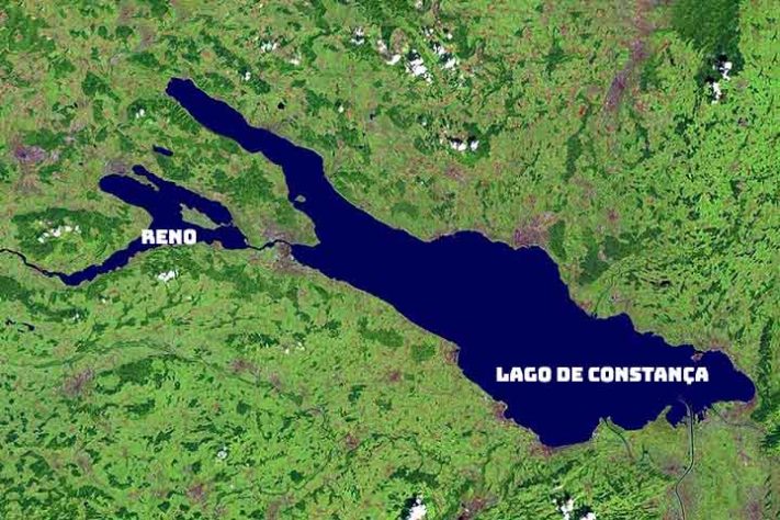 Com uma superfície de cerca de 536 km², o lago é formado pelo rio Reno - Pesquisadores encontram 31 embarcações naufragadas no mesmo lago na Europa - NASA/Wikimédia Commons