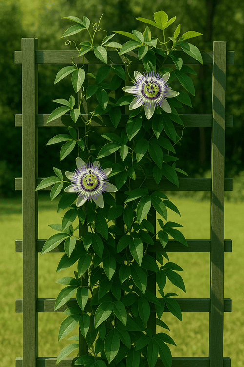 <p>Durante o crescimento, a planta precisa de suportes para se desenvolver. Como trepadeira, a passiflora cresce em caramanchões, grades ou estacas, formando belos painéis verdes.</p>
