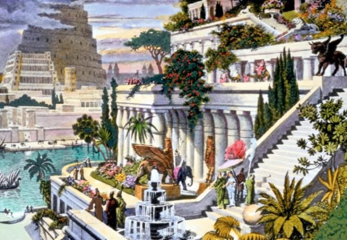 Jardins Suspensos da Babilônia (Sete Maravilhas do Mundo Antigo) - Autor Desconhecido/Domínio Público