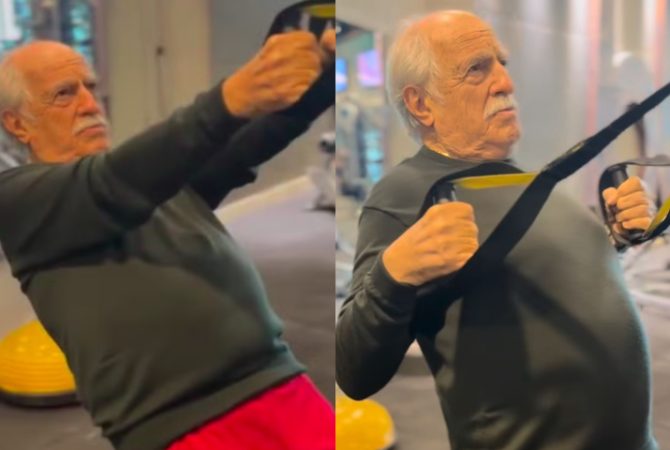 Aos 92 anos, Ary Fontoura posta em academia: ‘Se não cuidar, não anda’