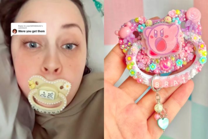 Uso de chupeta por adultos viraliza nas redes sociais - Montagem/Reprodução/TikTok