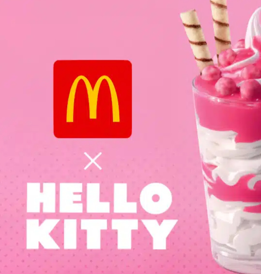 As sobremesas do Méqui ganharam um toque lúdico com o tema Hello Kitty, incluindo Sundae, Top Sundae e McColosso, todos com baunilha, cobertura de tutti frutti e confeitos cor-de-rosa. O McCafé entrou na campanha com o Donut, decorado com cobertura rosa de morango e confeitos de glacê branco. Tudo foi pensado para trazer um toque lúdico e harmonizar com os cafés da rede.