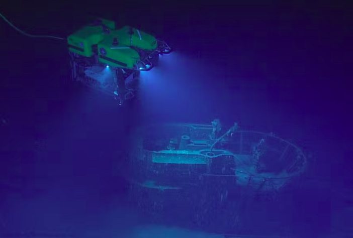 Veículo operado remotamente Hércules captura imagens dos destroços do submarino alemão U-166 - Divulgação/Ocean Exploration Trust