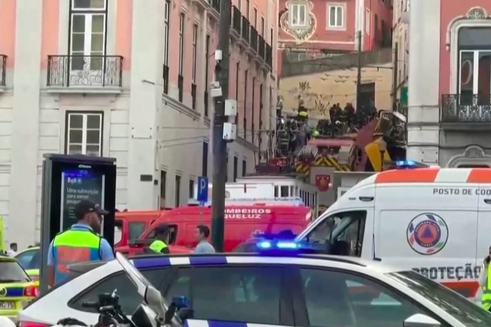 Acidente no Elevador da Glória, em Lisboa, deixa mortos e feridos - Reprodução/TV Globo