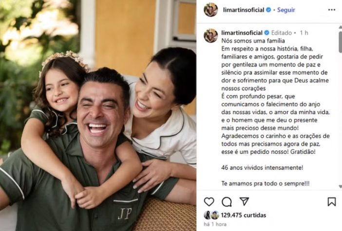 Cantora Li Marttins se despede do marido JP Mantovani, morto em um acidente de moto — Reprodução/Instagram