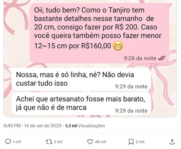 A repercussão evidenciou como peças de crochê, feitas com dedicação e técnica, ainda sofrem desvalorização - mesmo sendo expressões criativas que vão além do artesanato tradicional.