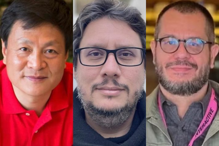 Arquiteto chinês Kongjian Yu, cineastas Luiz Fernando Feres da Cunha Ferraz e Rubens Crispim Jr, vítimas de acidente de avião que caiu no Pantanal em 2025 — Montagem/Divulgação/Reprodução Facebook