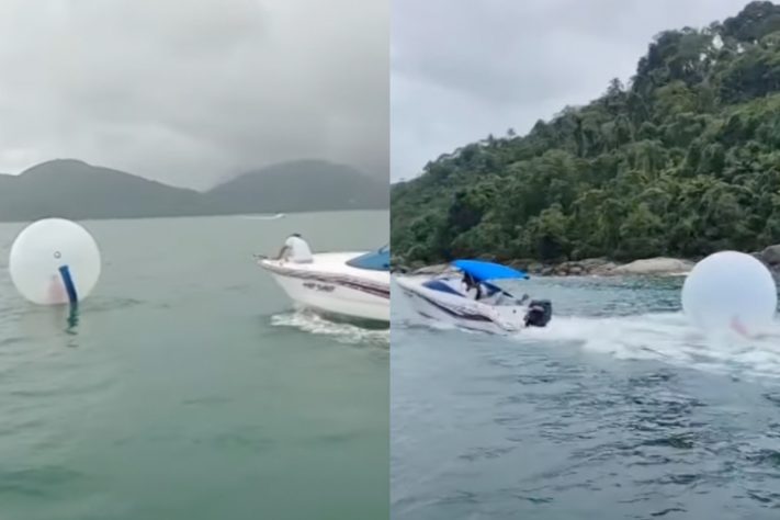 Criança é resgatada de bolha inflável à deriva no mar, no litoral de São Paulo – Reprodução