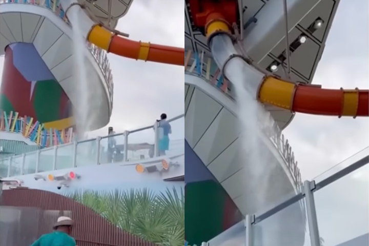 O acidente provocou gritos e desespero de pessoas próximas, que pediram para que a atração fosse desligada imediatamente.