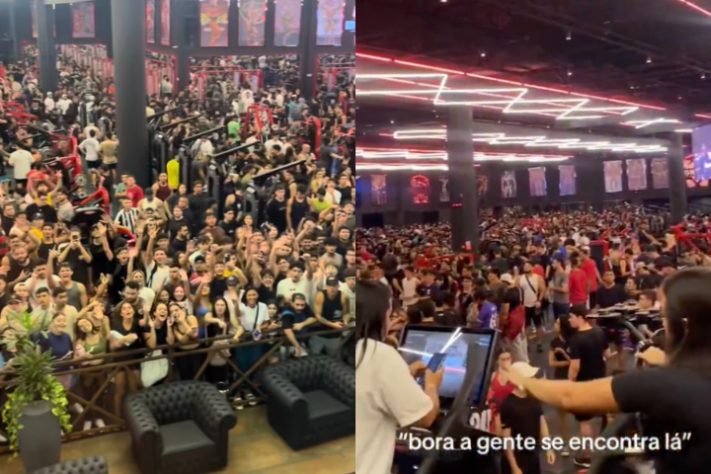 Vídeos mostrando multidão em academia de Fortaleza viralizaram nas redes sociais em agosto de 2025 - Reprodução/Redes Sociais