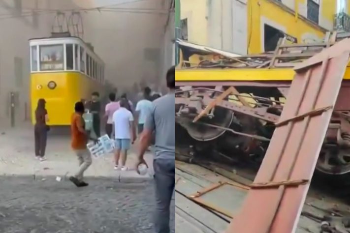 Acidente no Elevador da Glória, em Lisboa, deixa mortos e feridos - Montagem/Reprodução/Redes Sociais