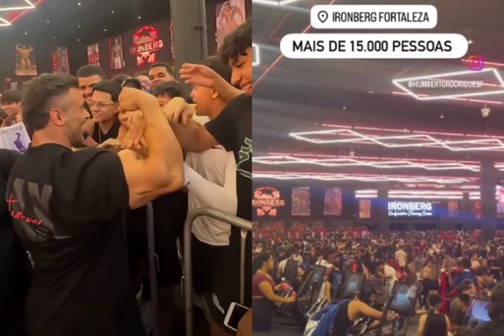 Vídeos mostrando multidão em academia de Fortaleza viralizaram nas redes sociais em agosto de 2025 - Reprodução/Redes Sociais