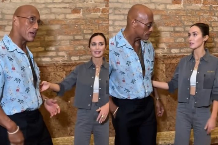 Dwayne Johnson e Emily Blunt - Reprodução/Redes Sociais