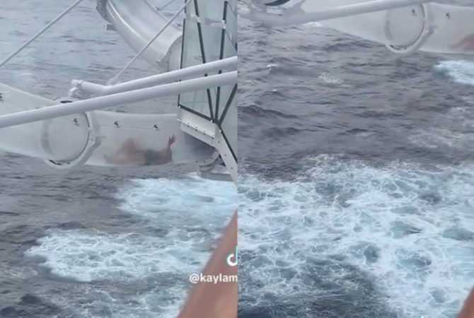 Mulher fica presa em toboágua de cruzeiro a 48 metros de mar congelante