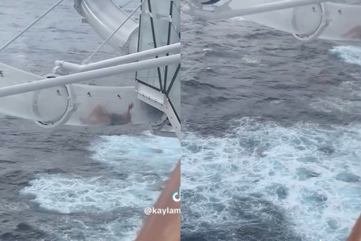 Mulher fica presa em toboágua de cruzeiro no mar do Alasca — Reprodução/TikTok