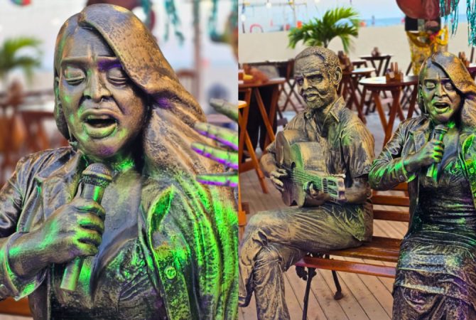 Estátua de Gilberto Gil ganha companhia de Preta Gil em Copacabana
