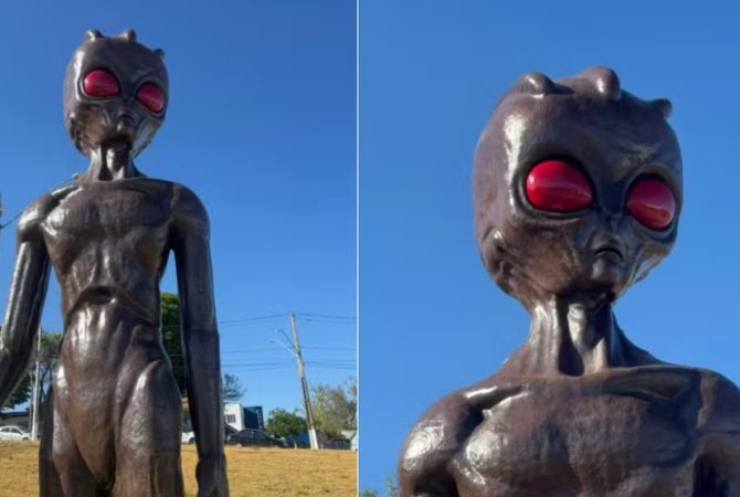 Nova escultura reforça fama de Varginha como capital do ET
